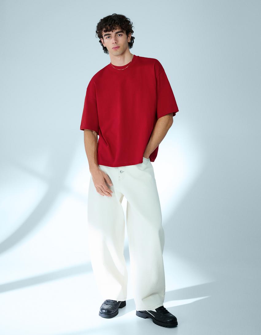 Boxy short sleeve T-shirt-Coral