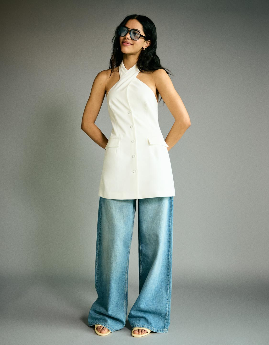 Long halterneck waistcoat