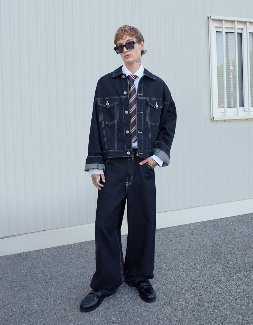 Super baggy fit jean-Denizci mavisi-3