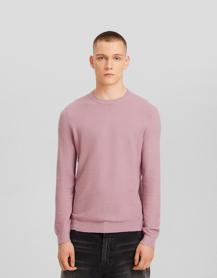 Pull texturé-Rose-0