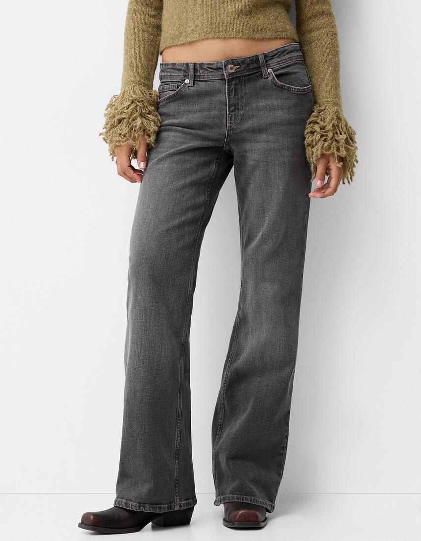 Jeans bootcut low waist-Grigio scuro-1