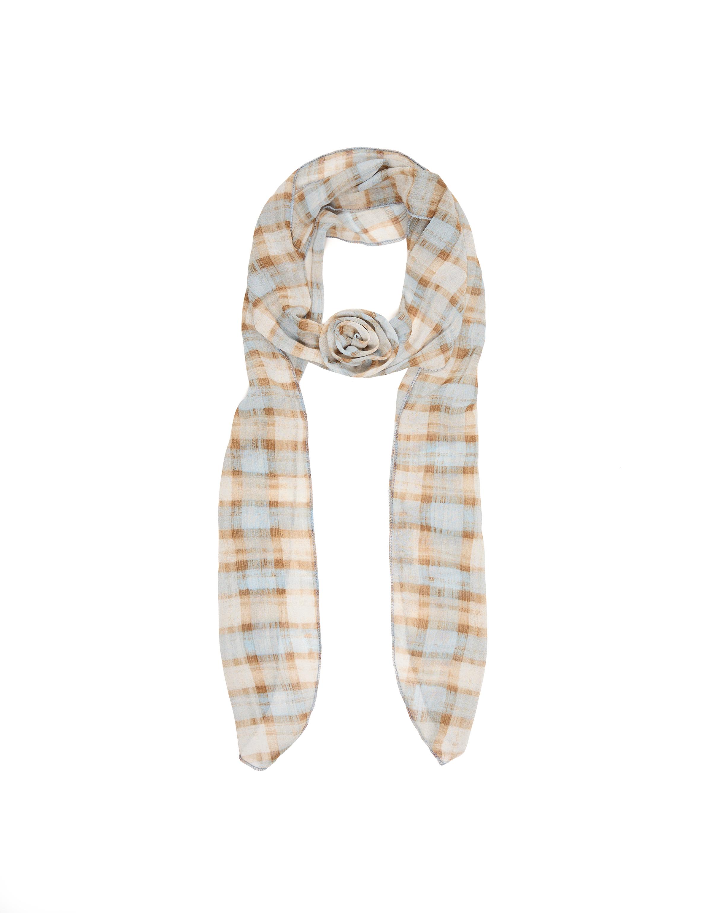 Checked floral scarf — White