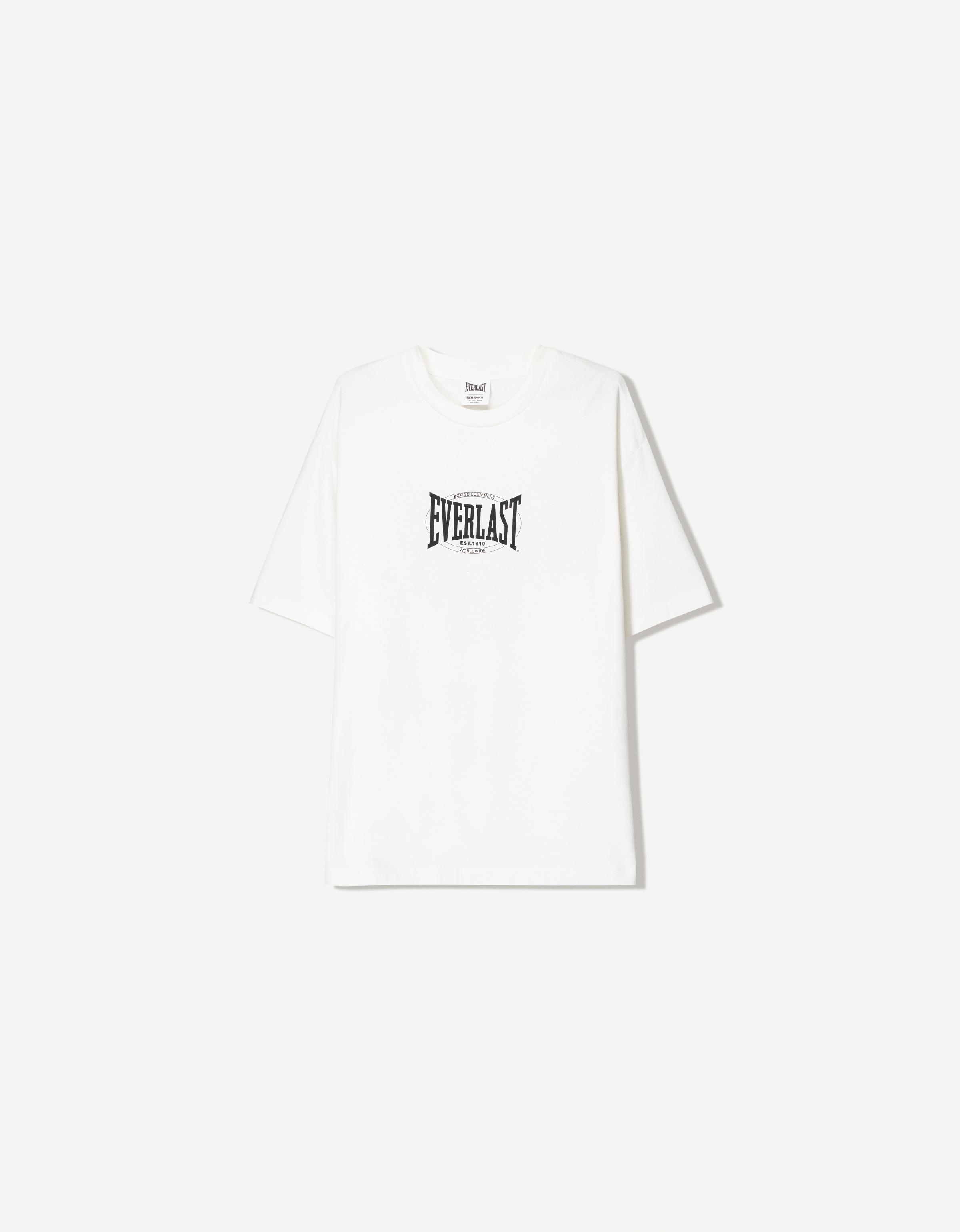 Bershka T-Shirt Everlast Mit Kurzen Ärmeln Und Print Herren M Weiss