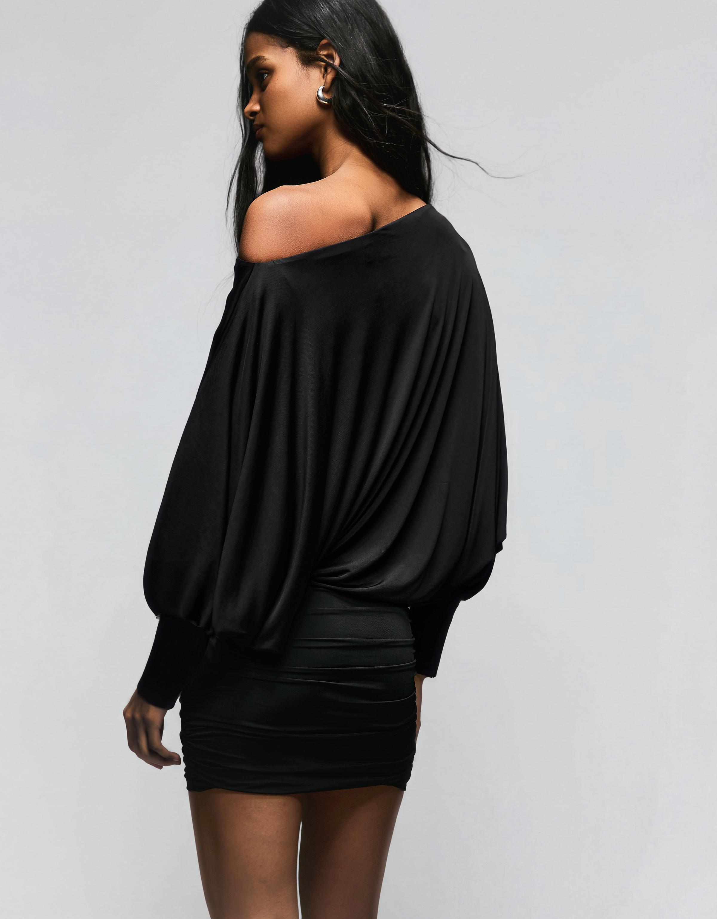 Asimetrik yaka mini elbise - Görsel 21