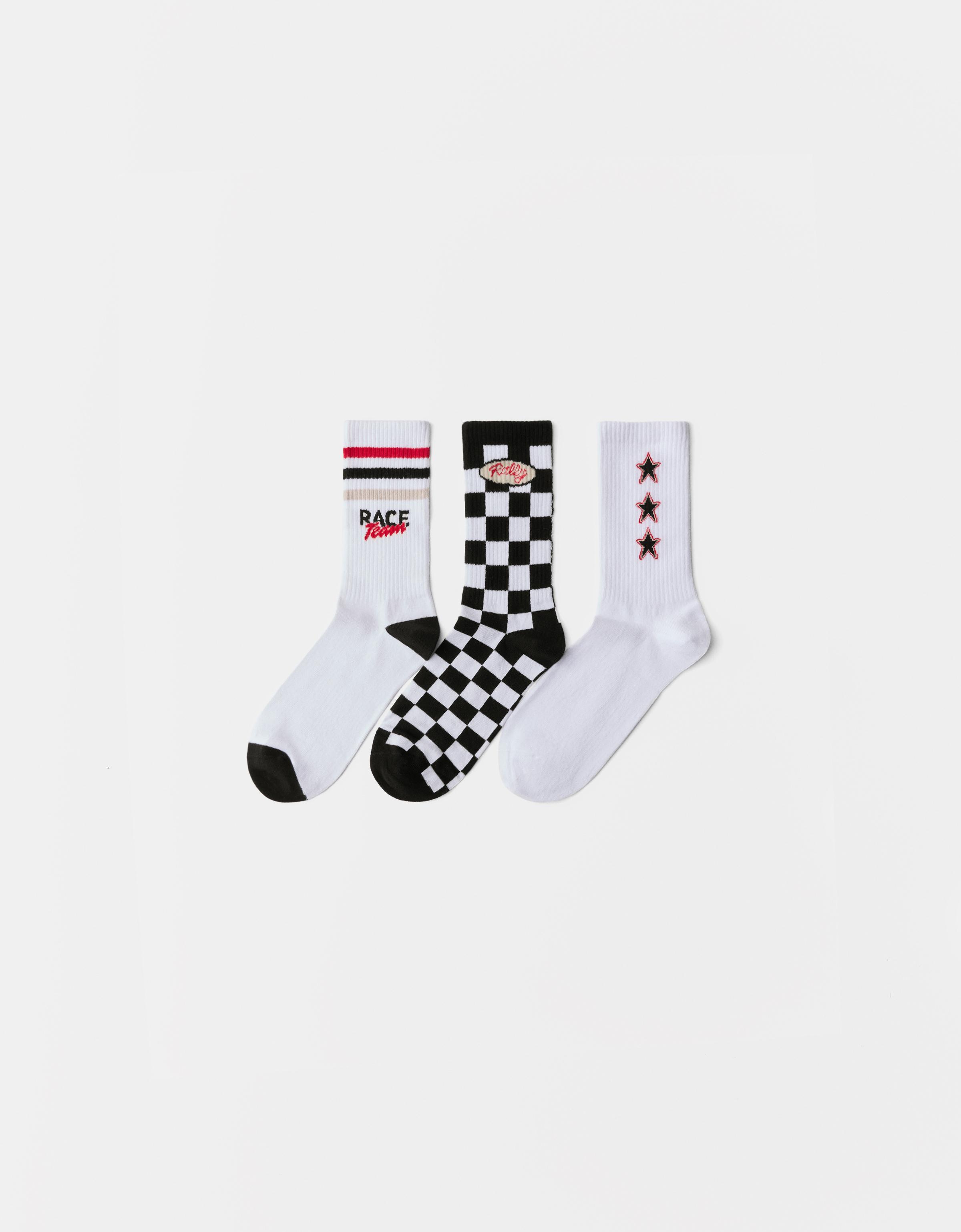 Bershka 3er-Pack Socken Mit Print Herren Weiss