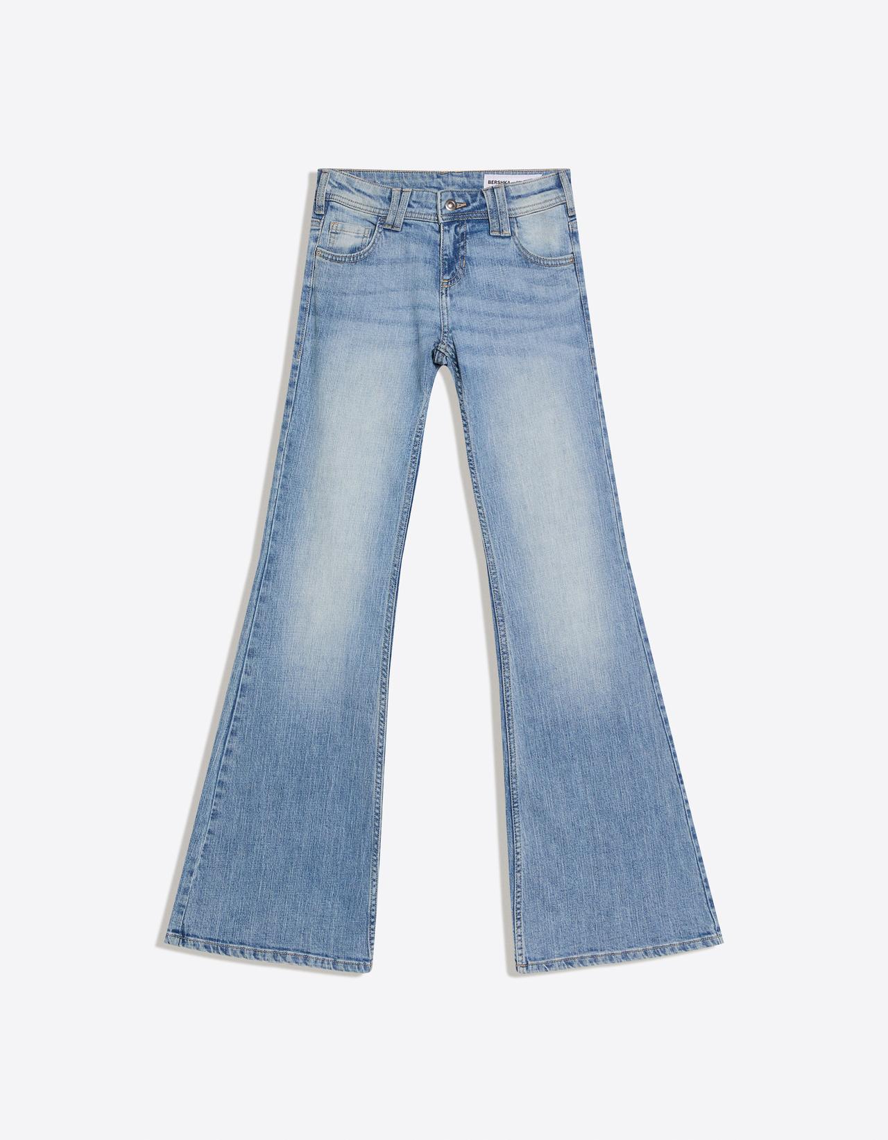 Low-rise embroidered flared jeans — Light blue