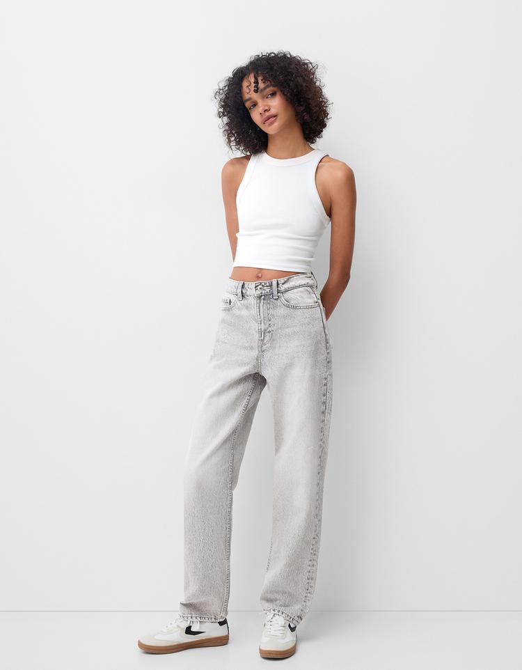 Straight fit geniş paça jean