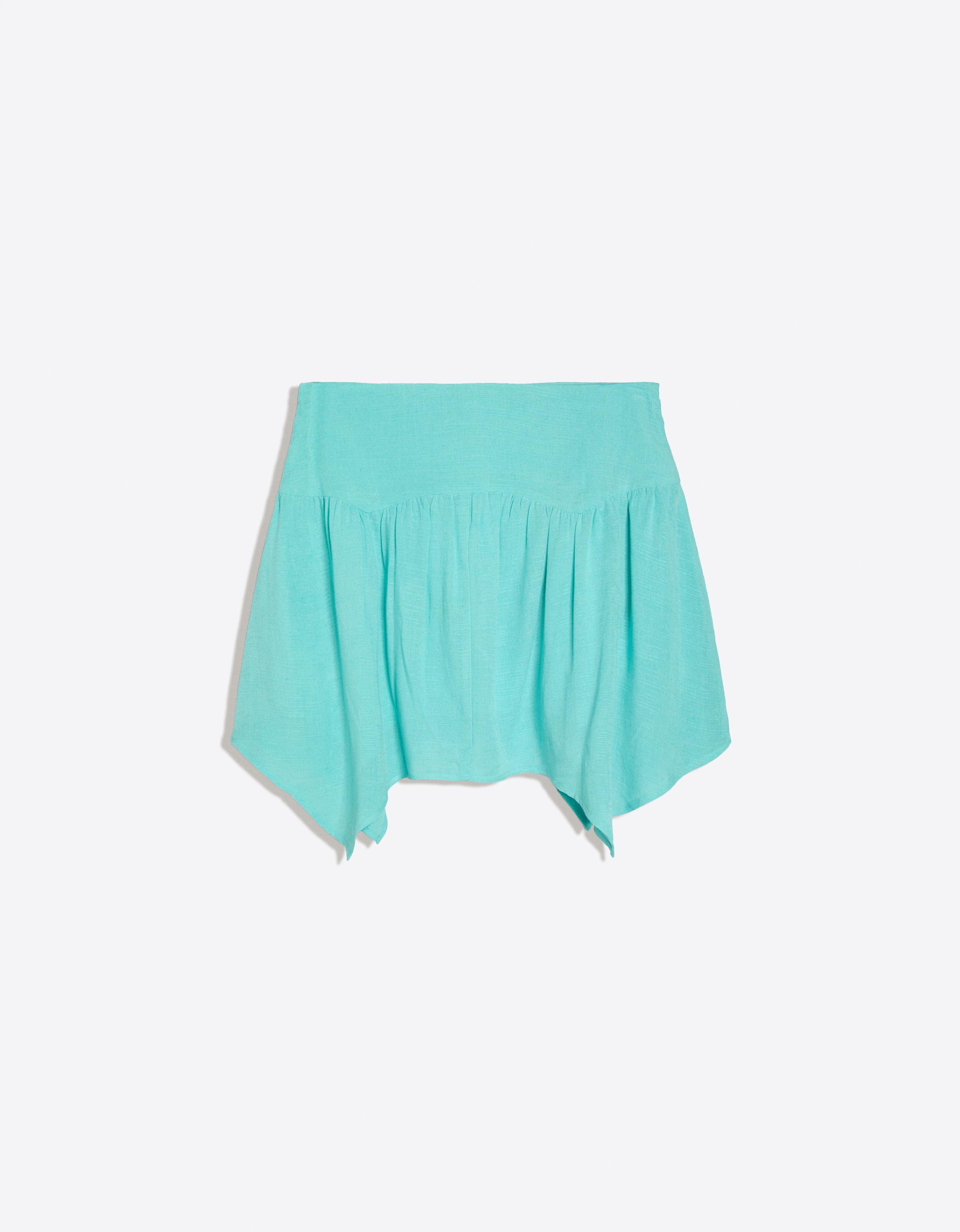 Embroidered handkerchief skirt — Turquoise