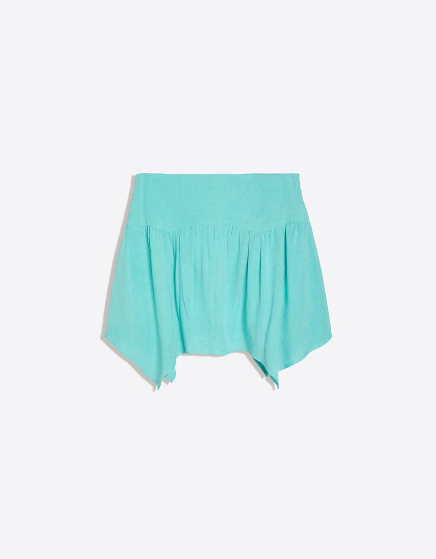 Jupe brodée à pointes-Bleu turquoise