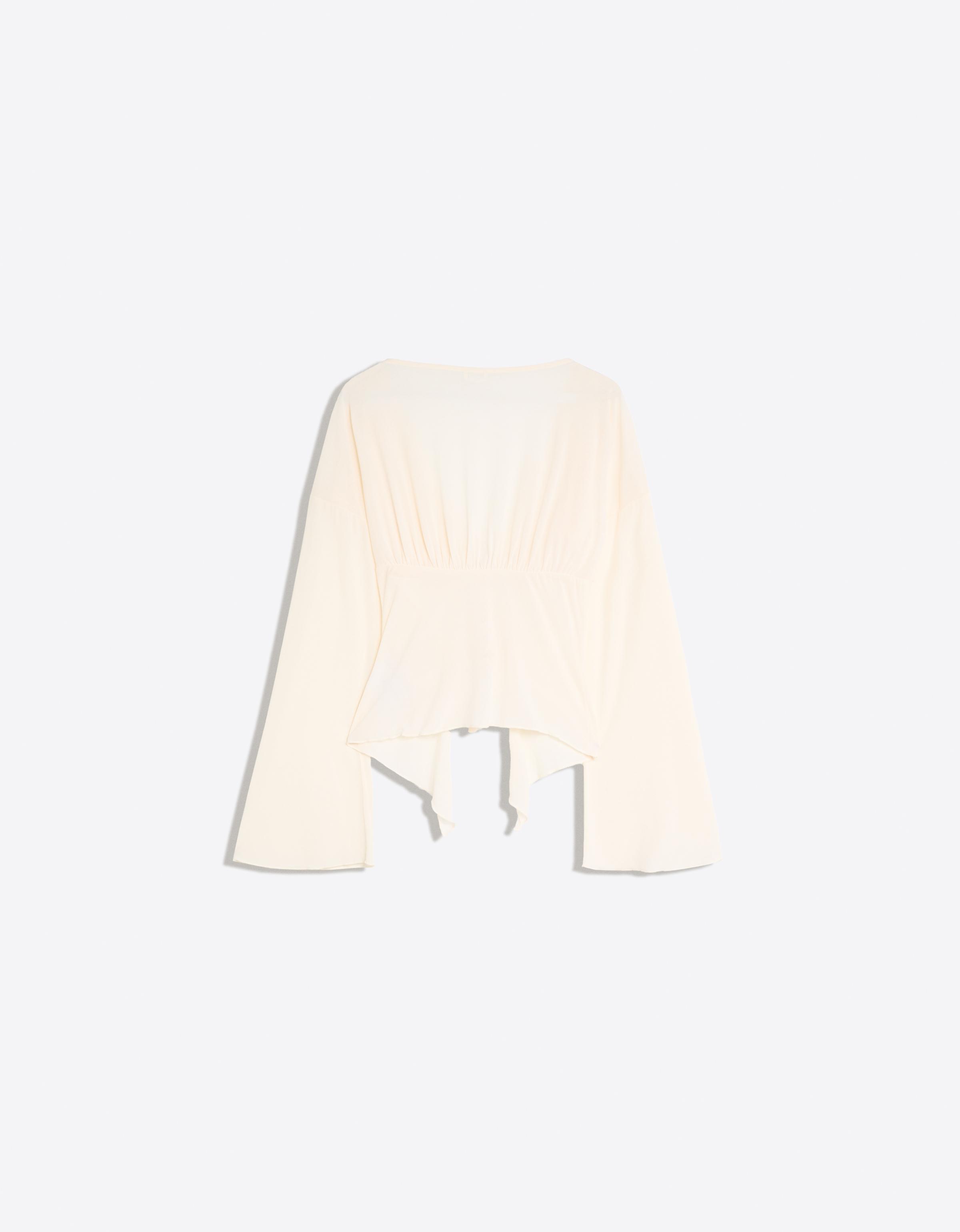 Long sleeve corset-effect T-shirt — Cream