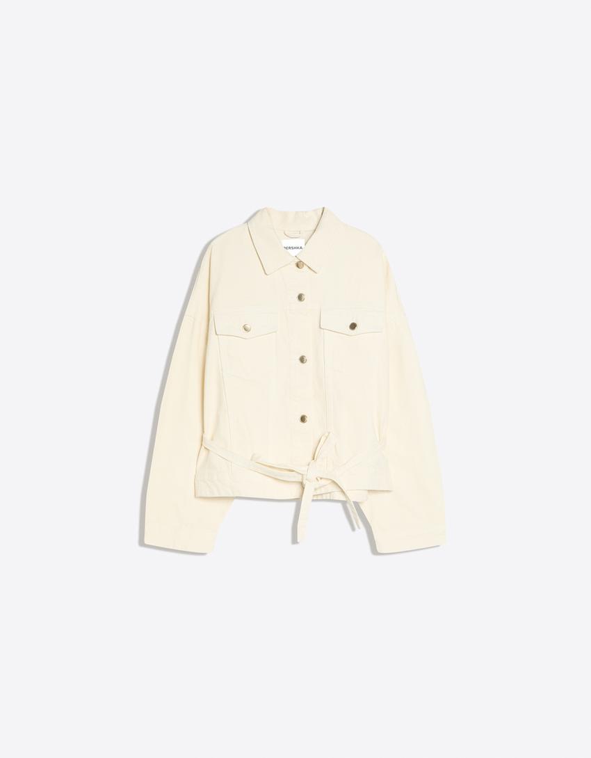 Veste en jean oversize-Écru