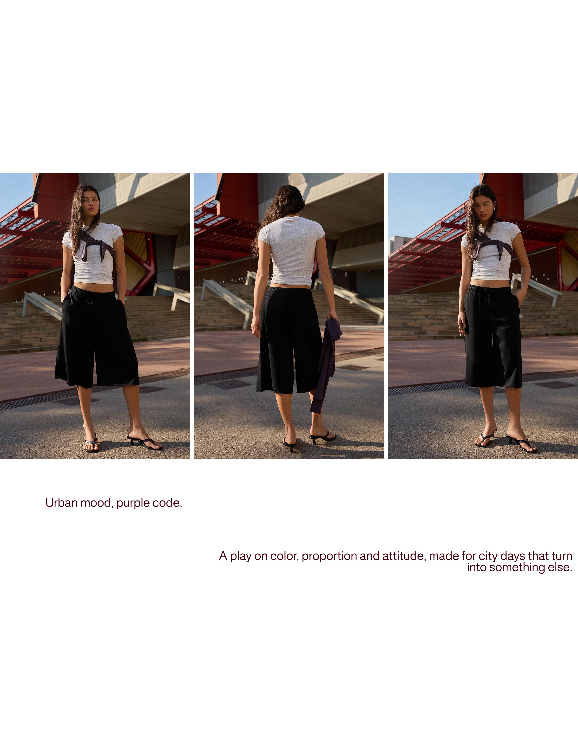 Long jersey Bermuda shorts — Black