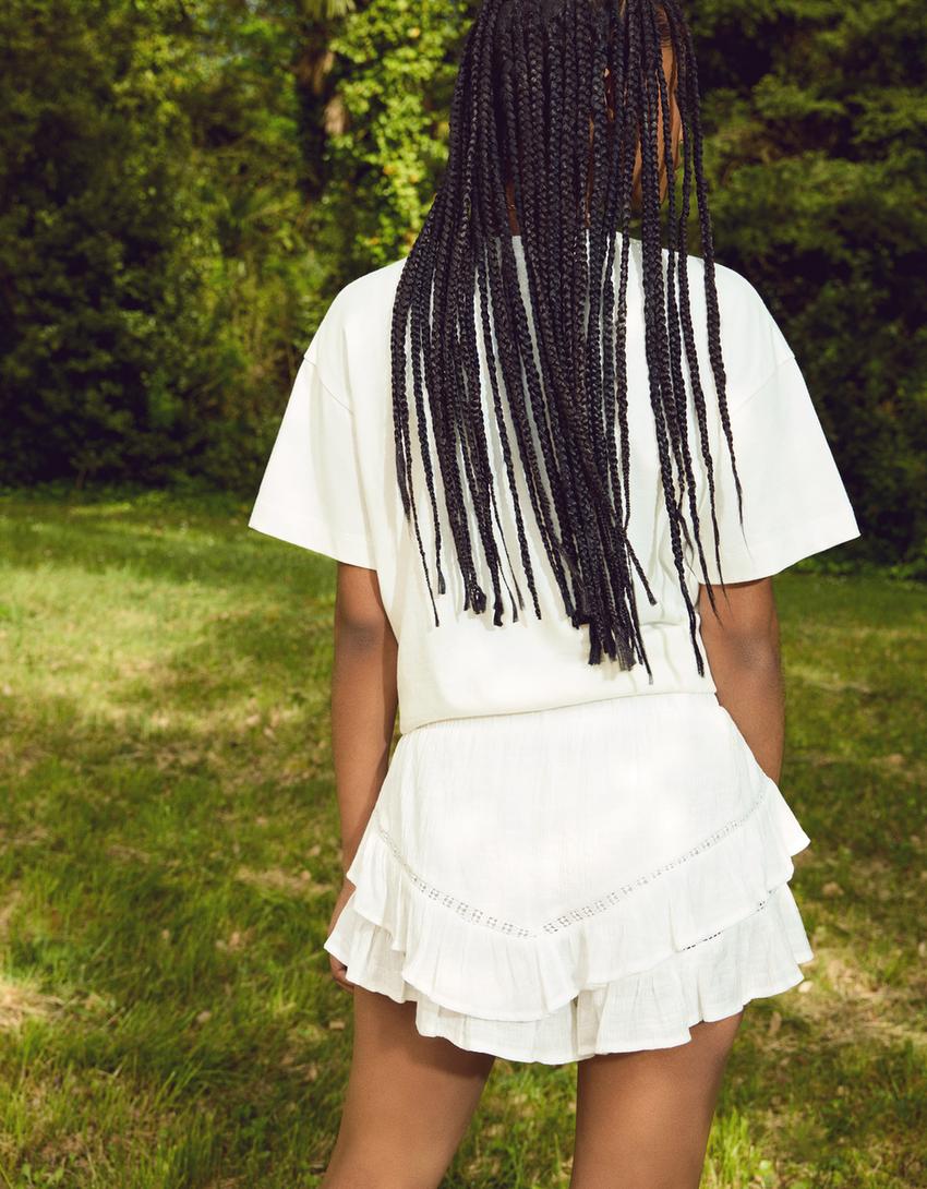 Printed short sleeve oversize T-shirt-Off white