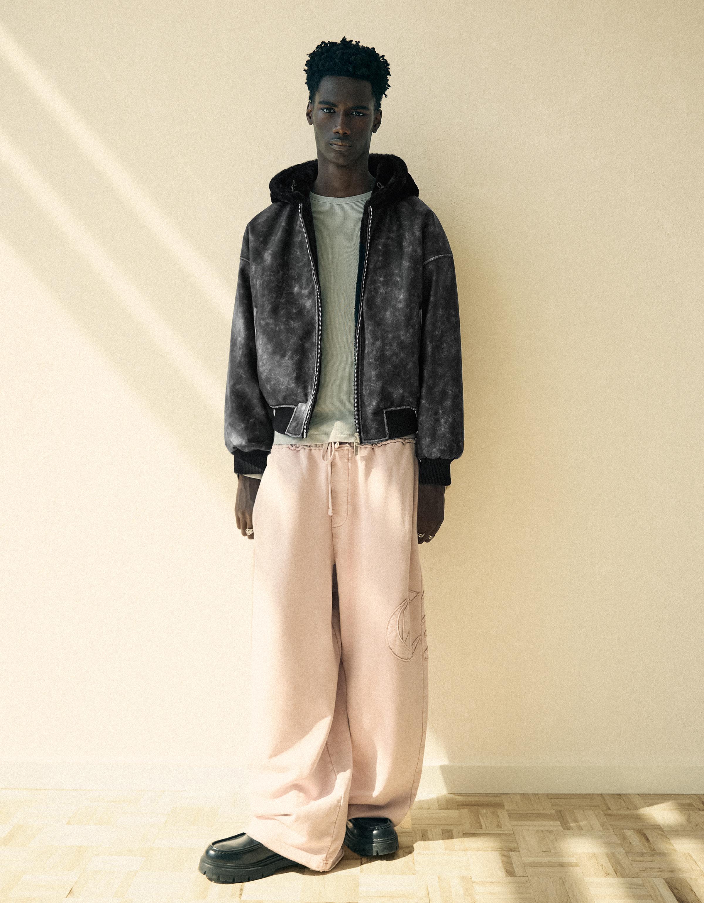 Reversible faux fur hooded jacket — Black