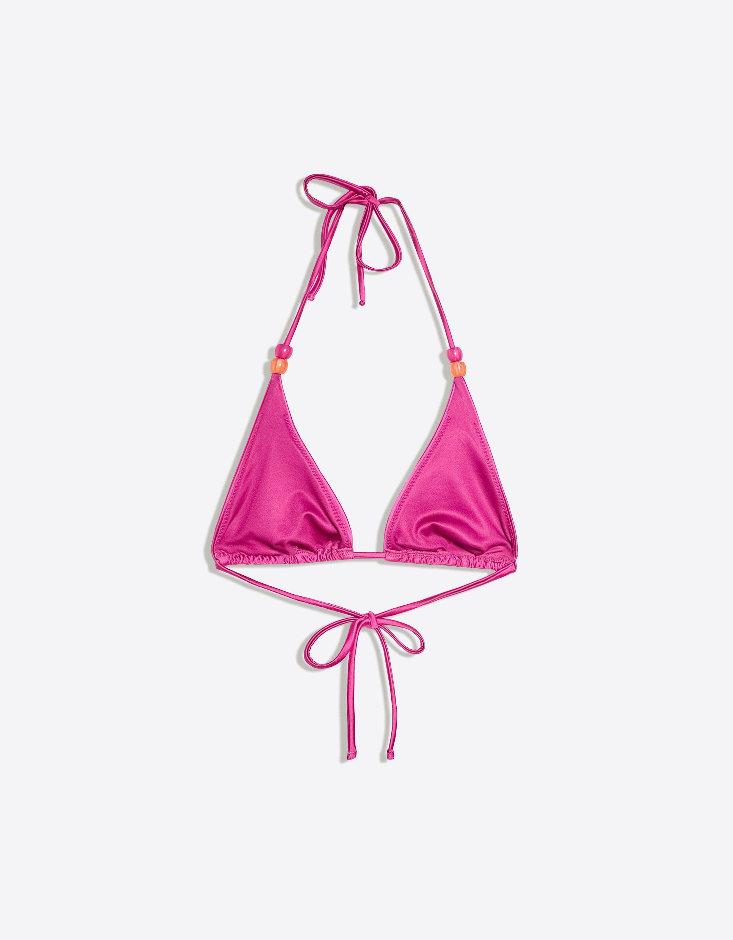 Satin triangle bikini top — Fuchsia
