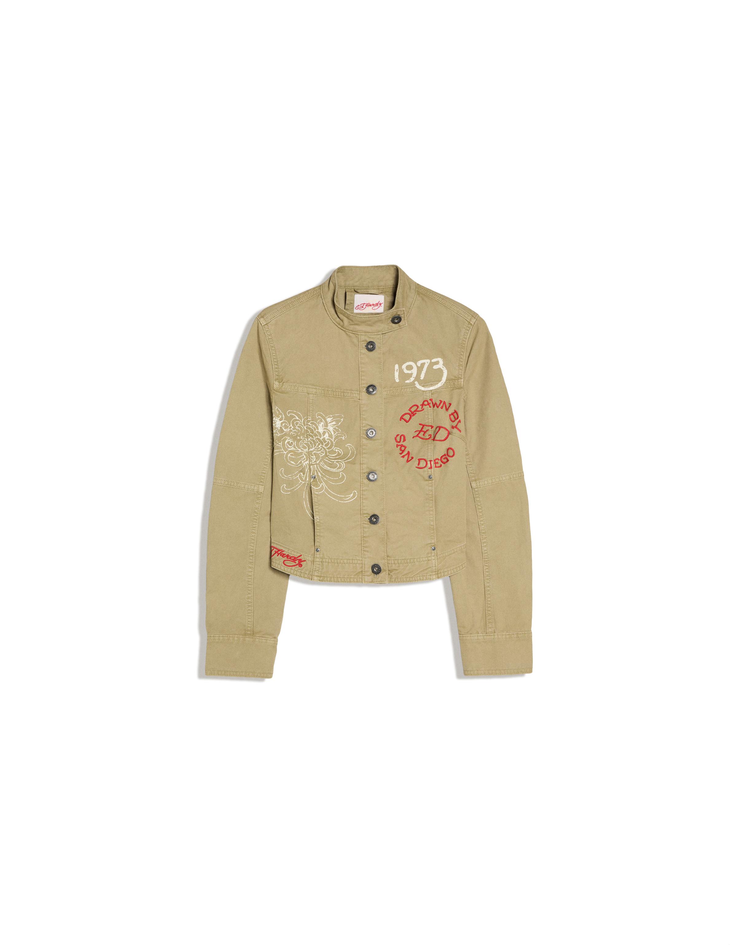ED HARDY X BERSHKA embroidered jacket — Sand