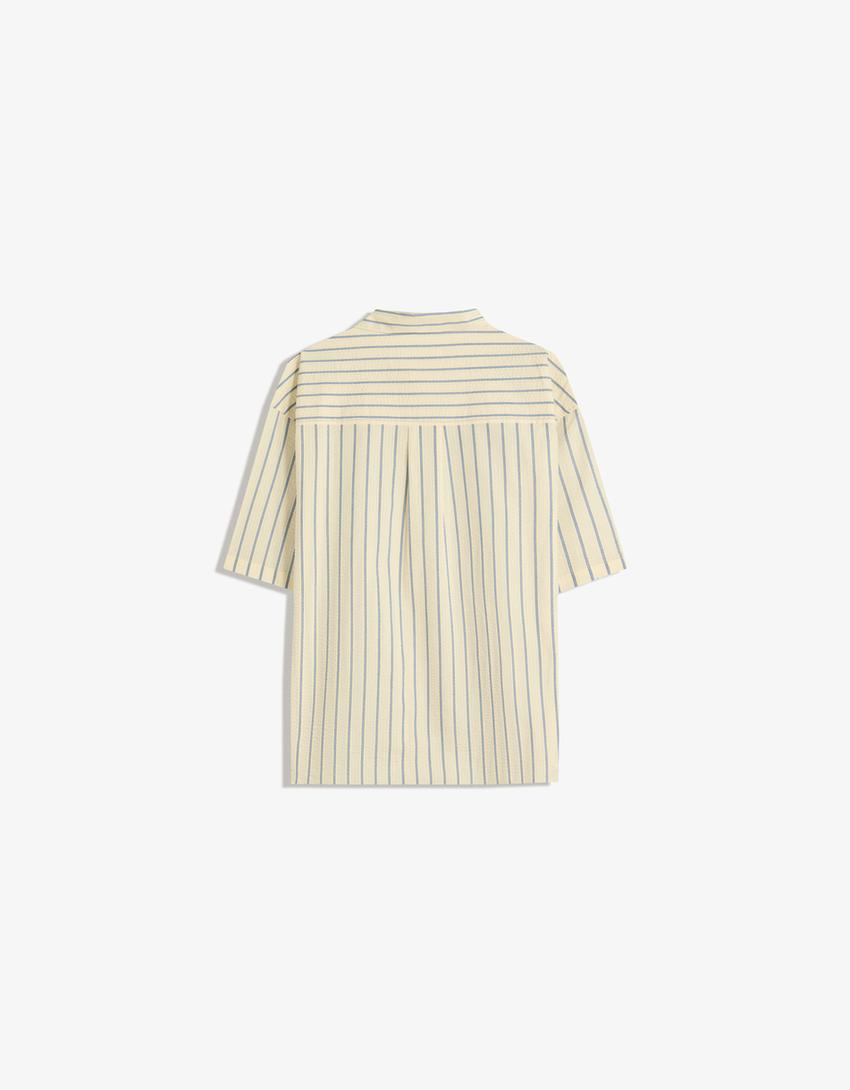 Printed short sleeve oversize shirt-Off white-6