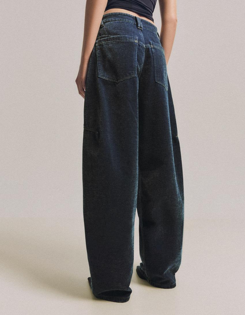 Barrel fit pantolon-Koyu mavi