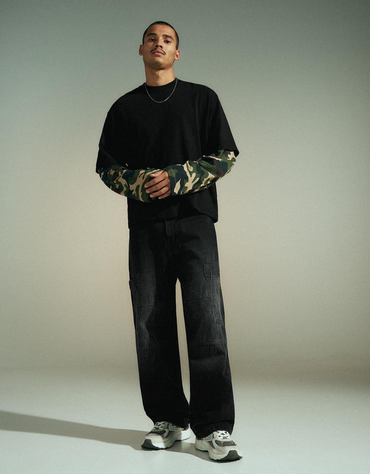 Baggy cargo jeans — Black