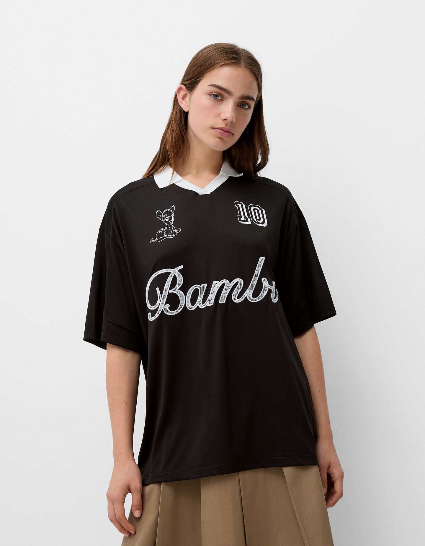 Bershka Sportliches T-Shirt Disney Bambi Mit Kurzen Ärmeln Damen L Marinenblau