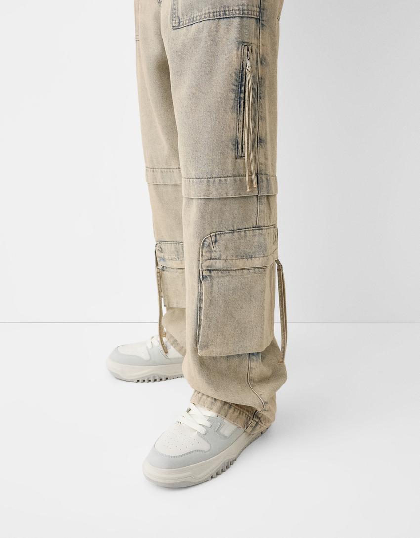 Super baggy cargo jeans-Light blue