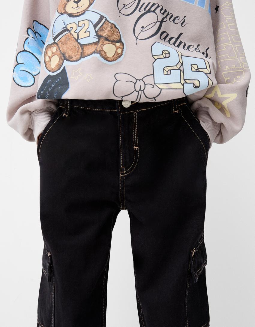 Straight Cargo Jeans BSK Teen Bershka straight-cargo-jeans-bsk-teen-bershka