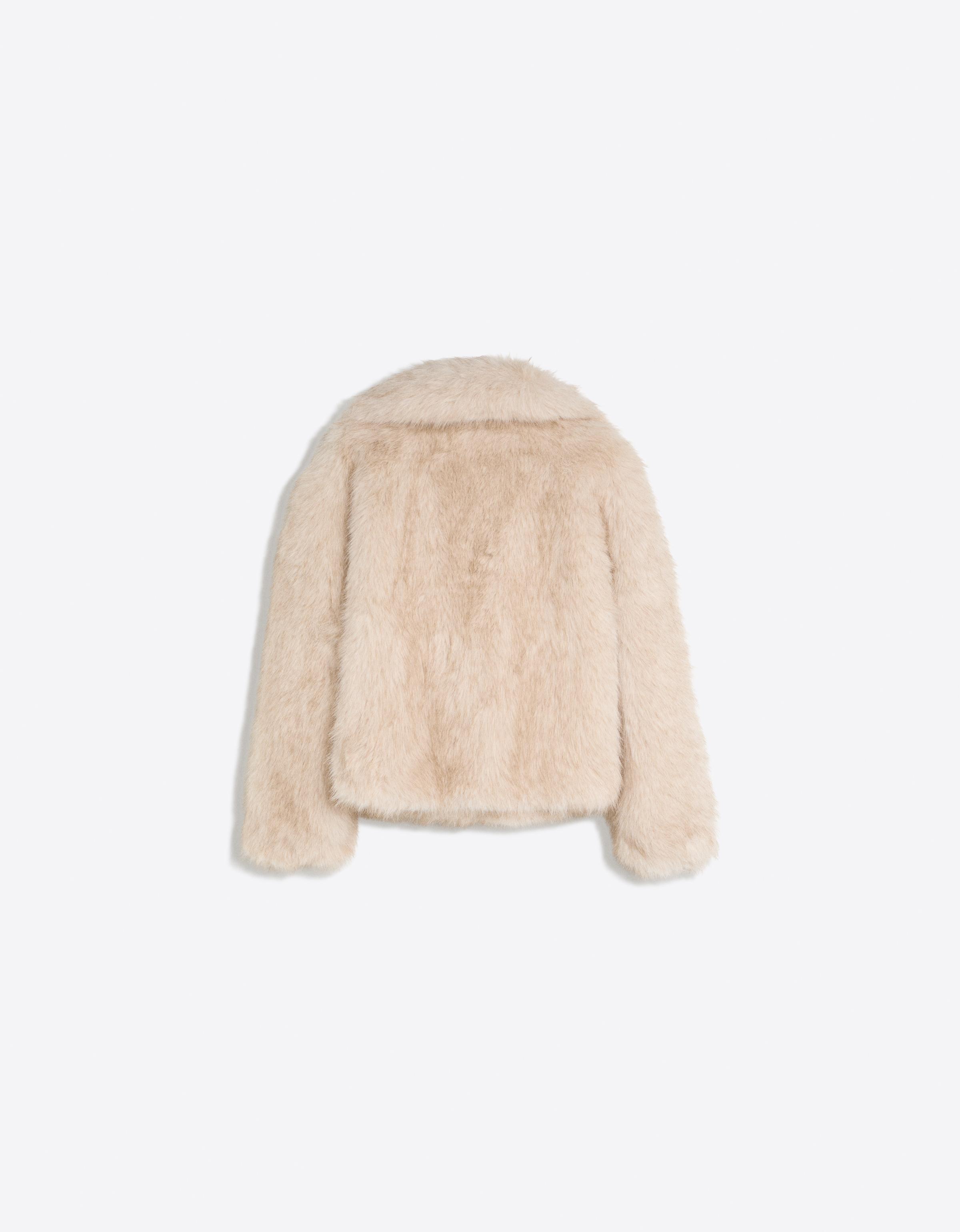 Furry jacket with lapel — Cream