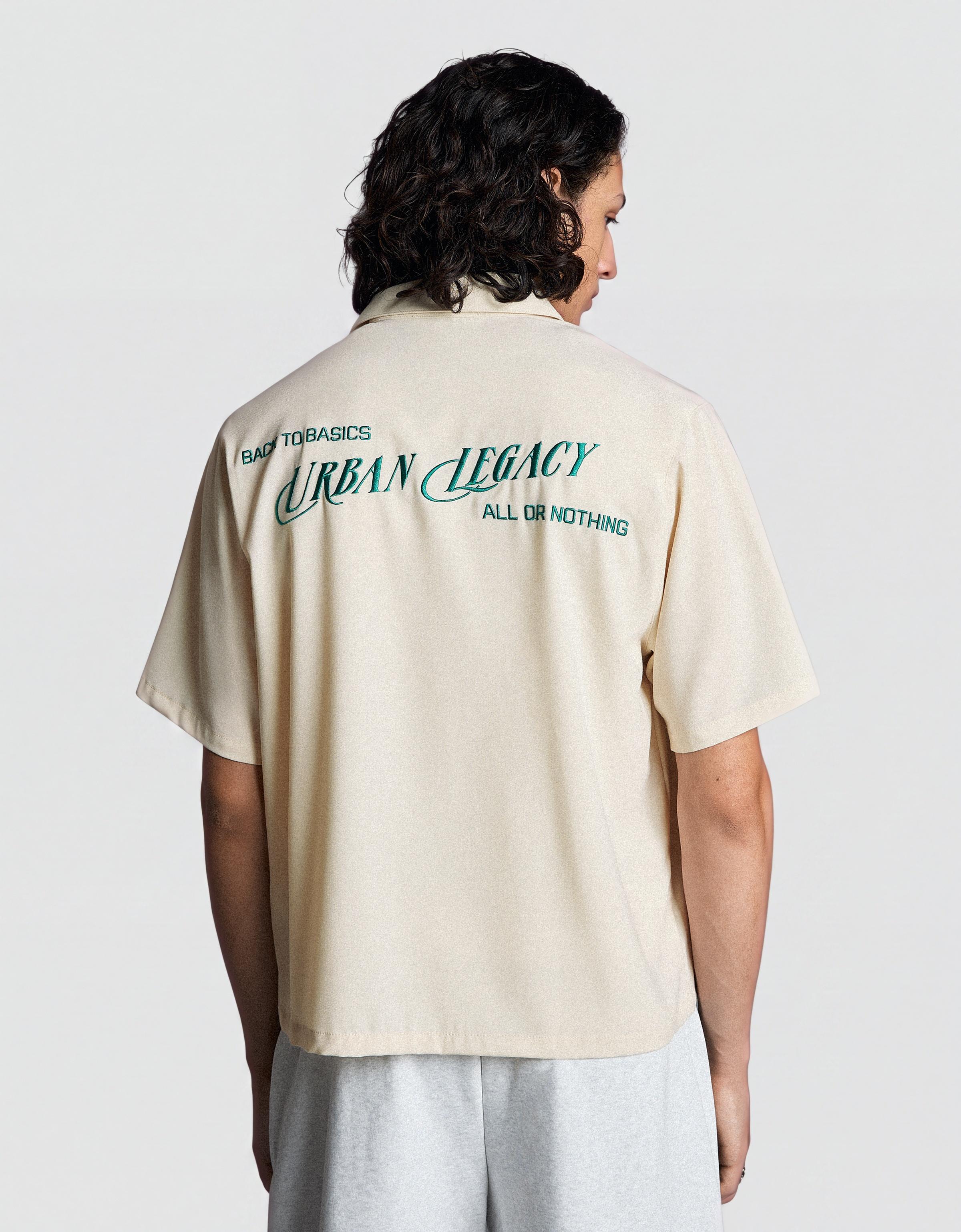 Embroidered short sleeve shirt — Cream