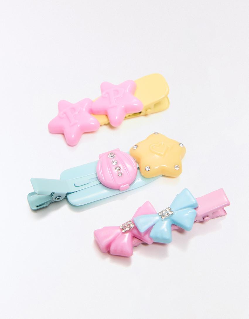 Pack of POLLY POCKET fur clips-Pink