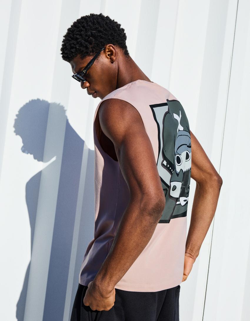 Camiseta One Piece sin mangas print-Rosa