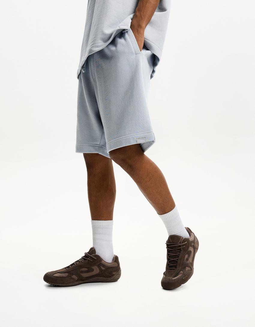 Plush bermuda shorts-Light blue-2