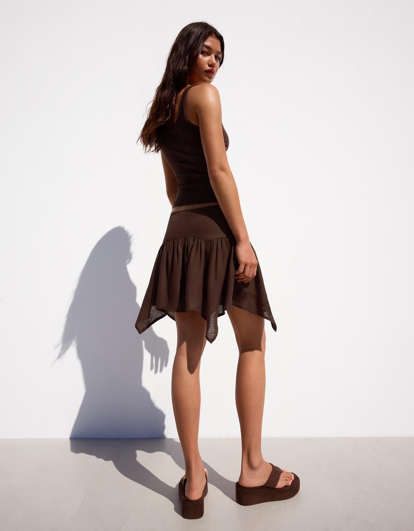 Jupe à pointes brodée-Marron