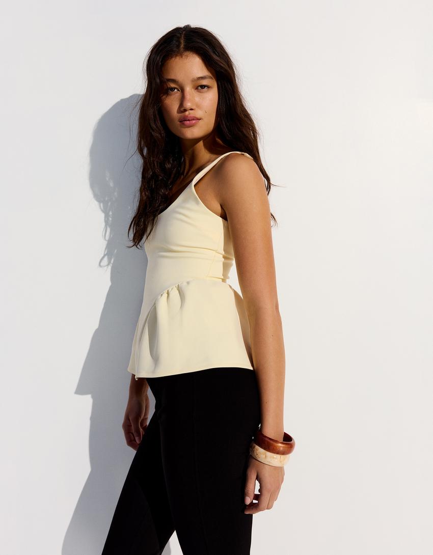 Strappy peplum top-Yellow