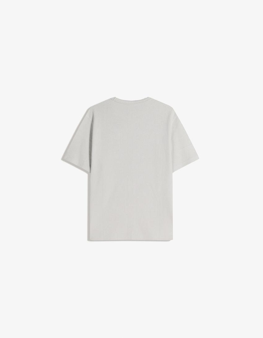 Textured short sleeve T-shirt-Stone