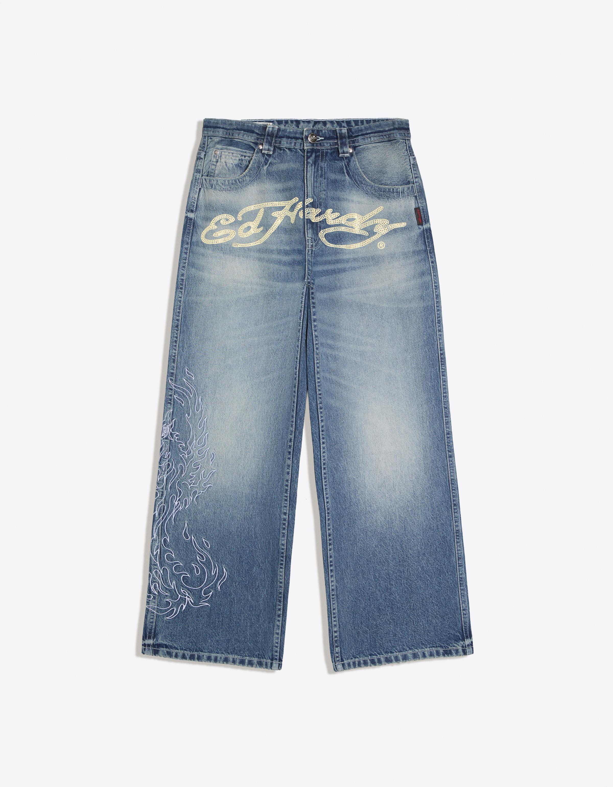 ED HARDY X BERSHKA jeans — Light blue