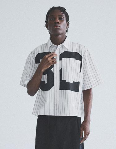 Short sleeve stripe print shirt — White 1