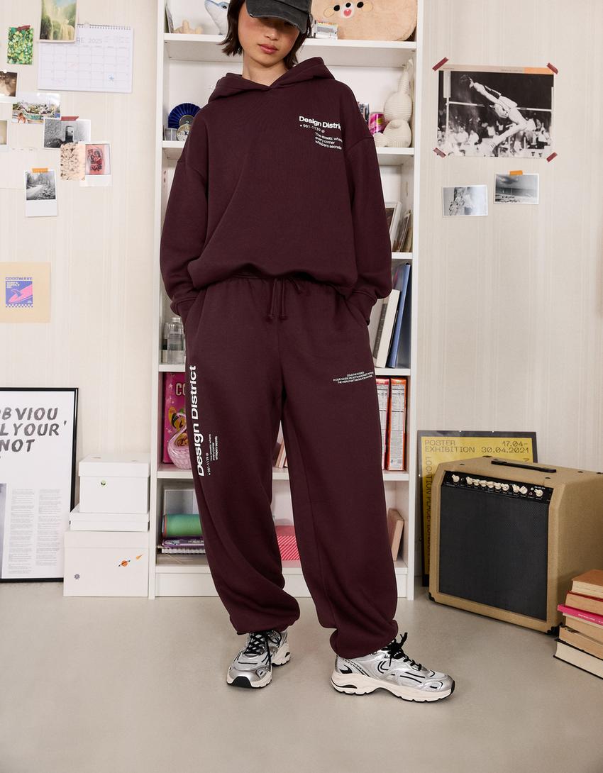 Sudadera capucha print Mujer Bershka