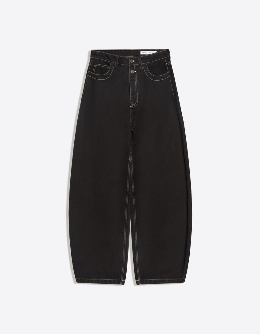 Barrel fit jean-Siyah
