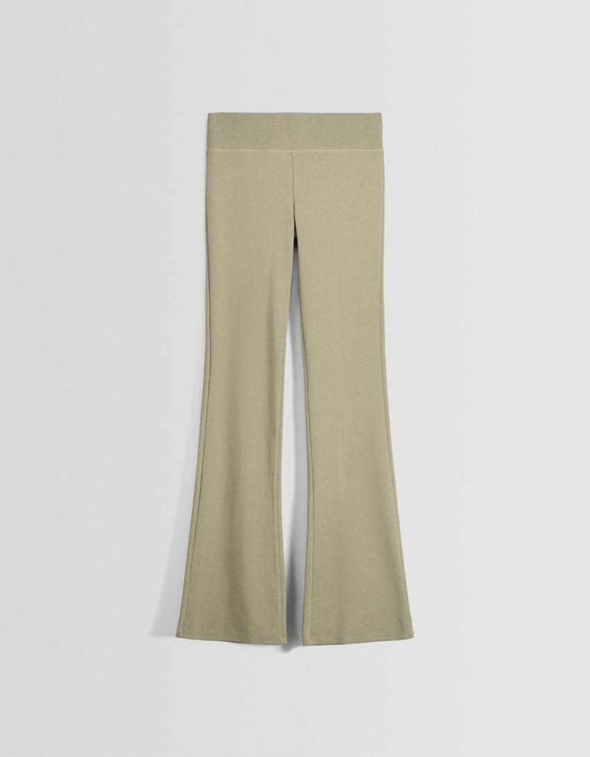 T-shirt and flared trousers set-Khaki-5