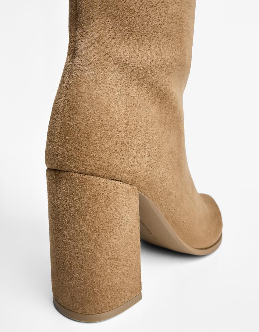 Block heel boots-Brown-1