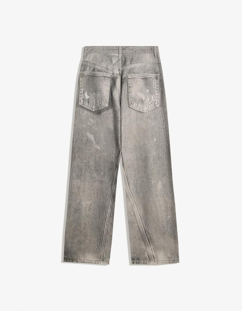 Baggy printed jeans-Black