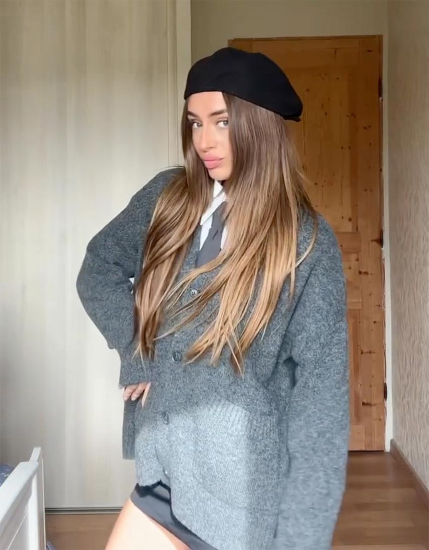 Cardigan mit V-Ausschnitt-Dunkelgrau