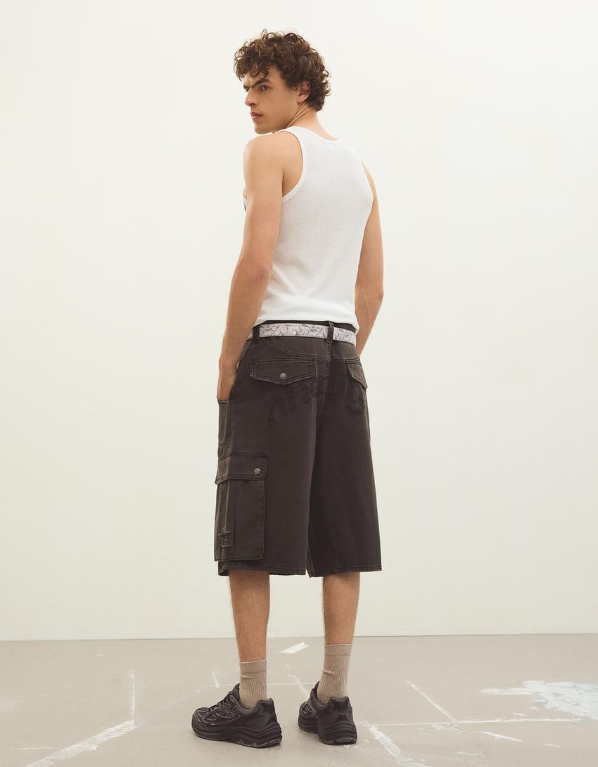 Skater cargo Bermuda shorts-Grey