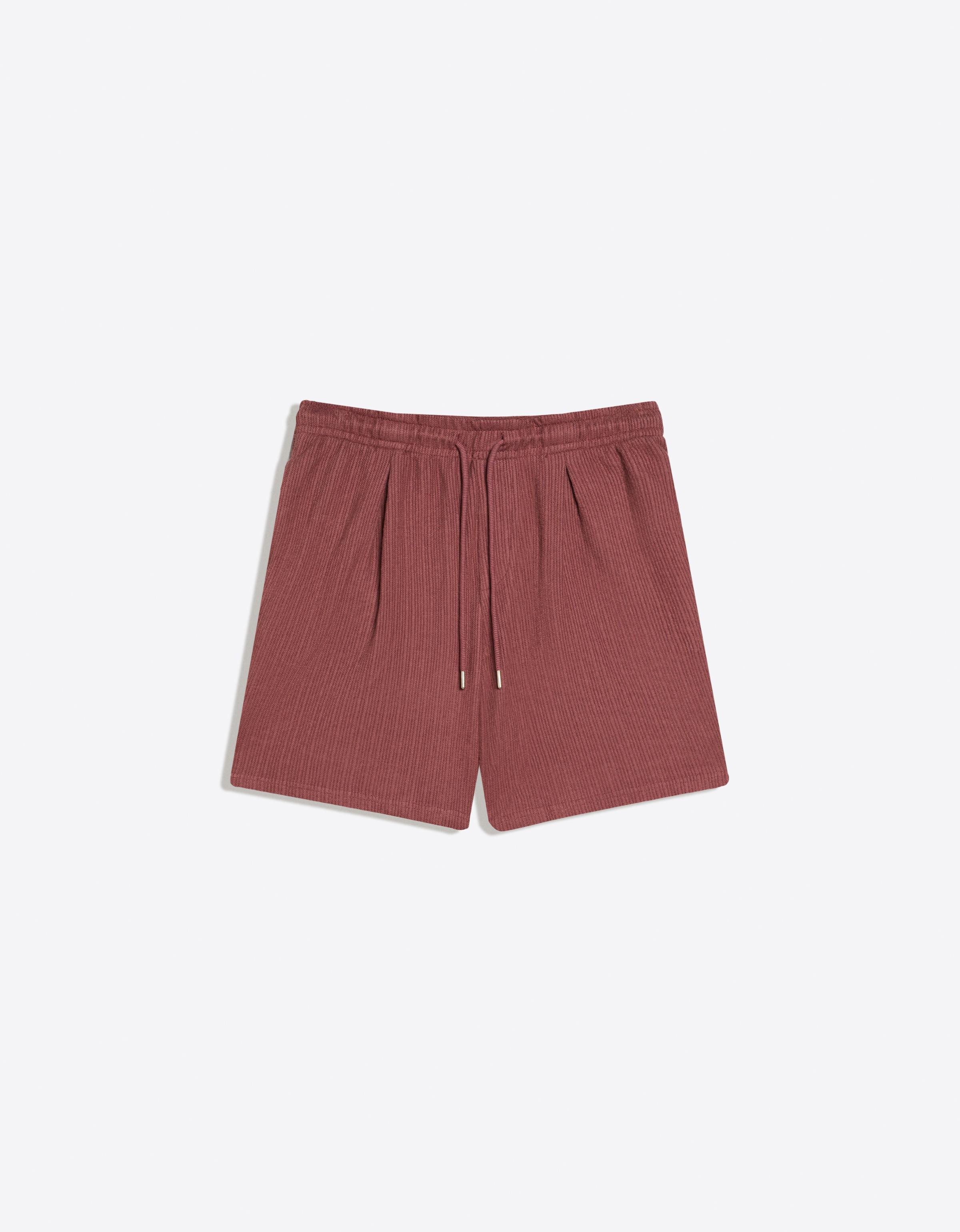 Textured plush Bermuda shorts