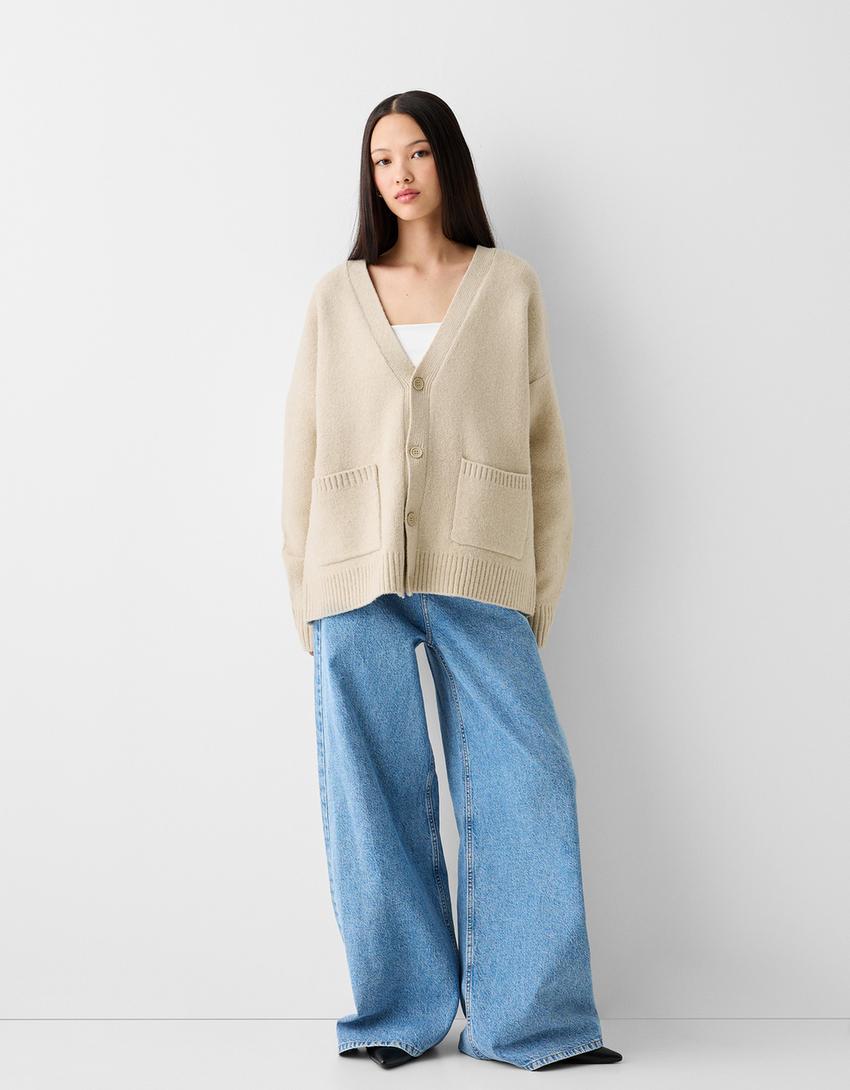 Gilet boxy fit boutons-Écru-3