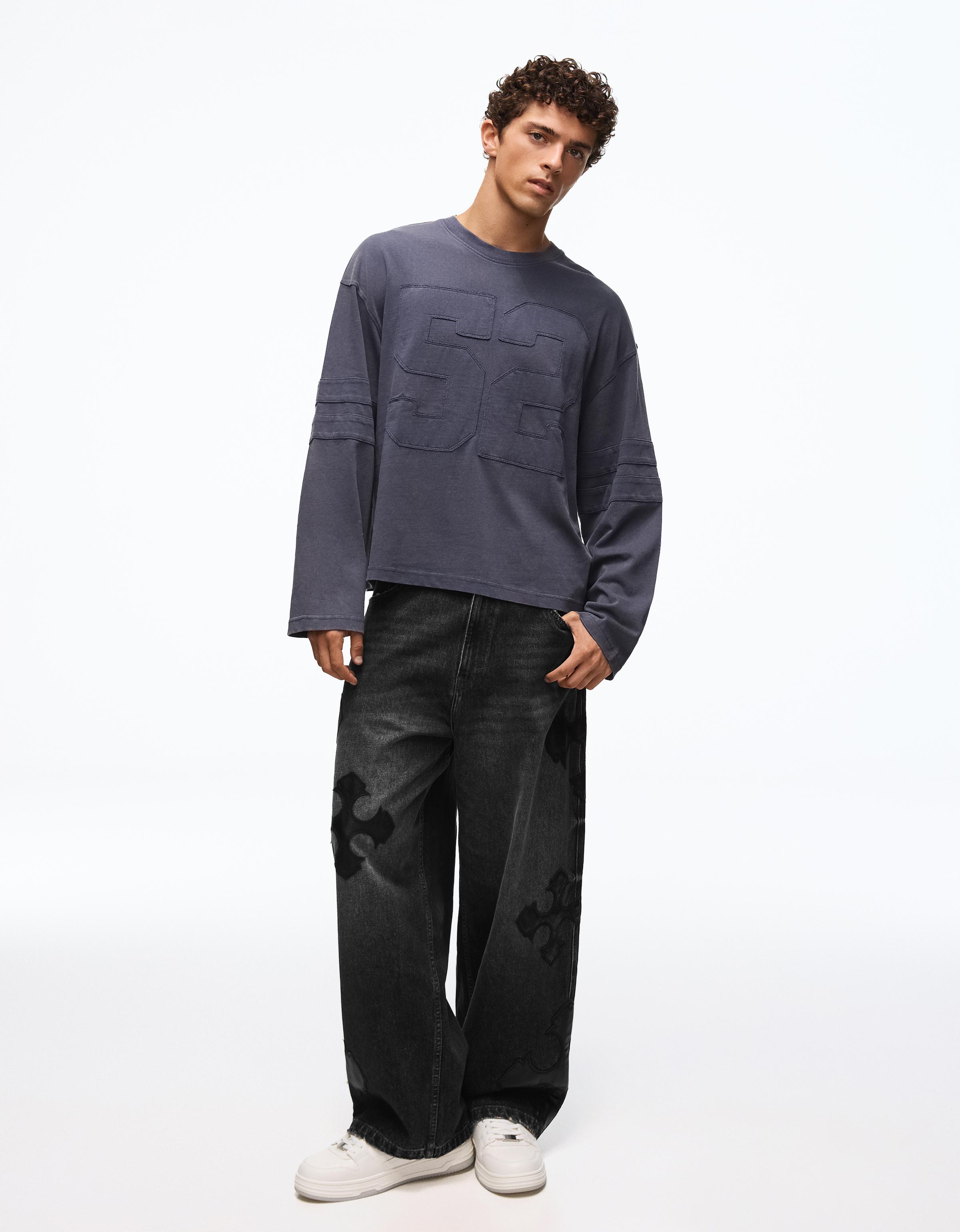 Patchwork barrel jeans — Black