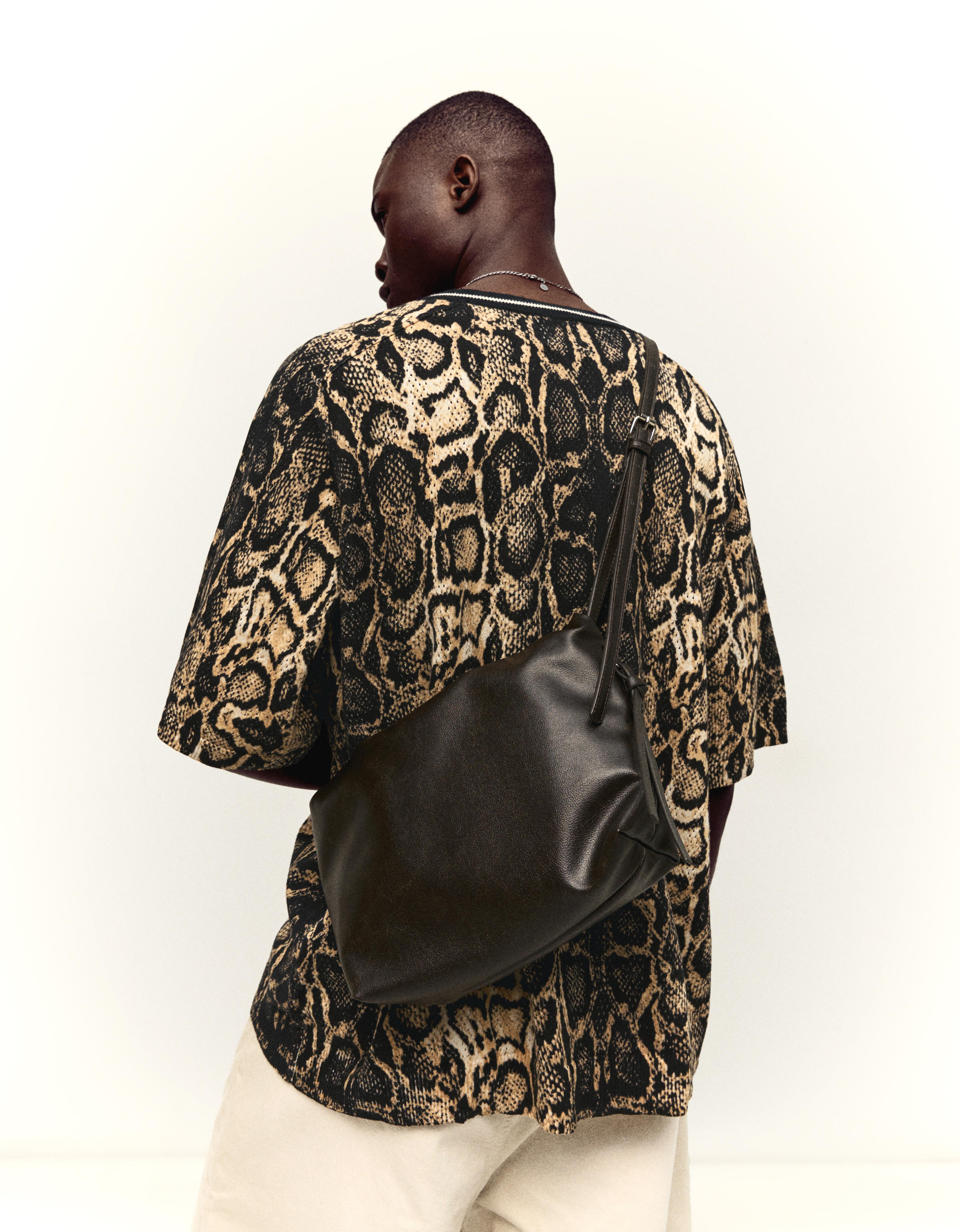Bolso Bandolera Efecto Arrugado Hombre Marrón