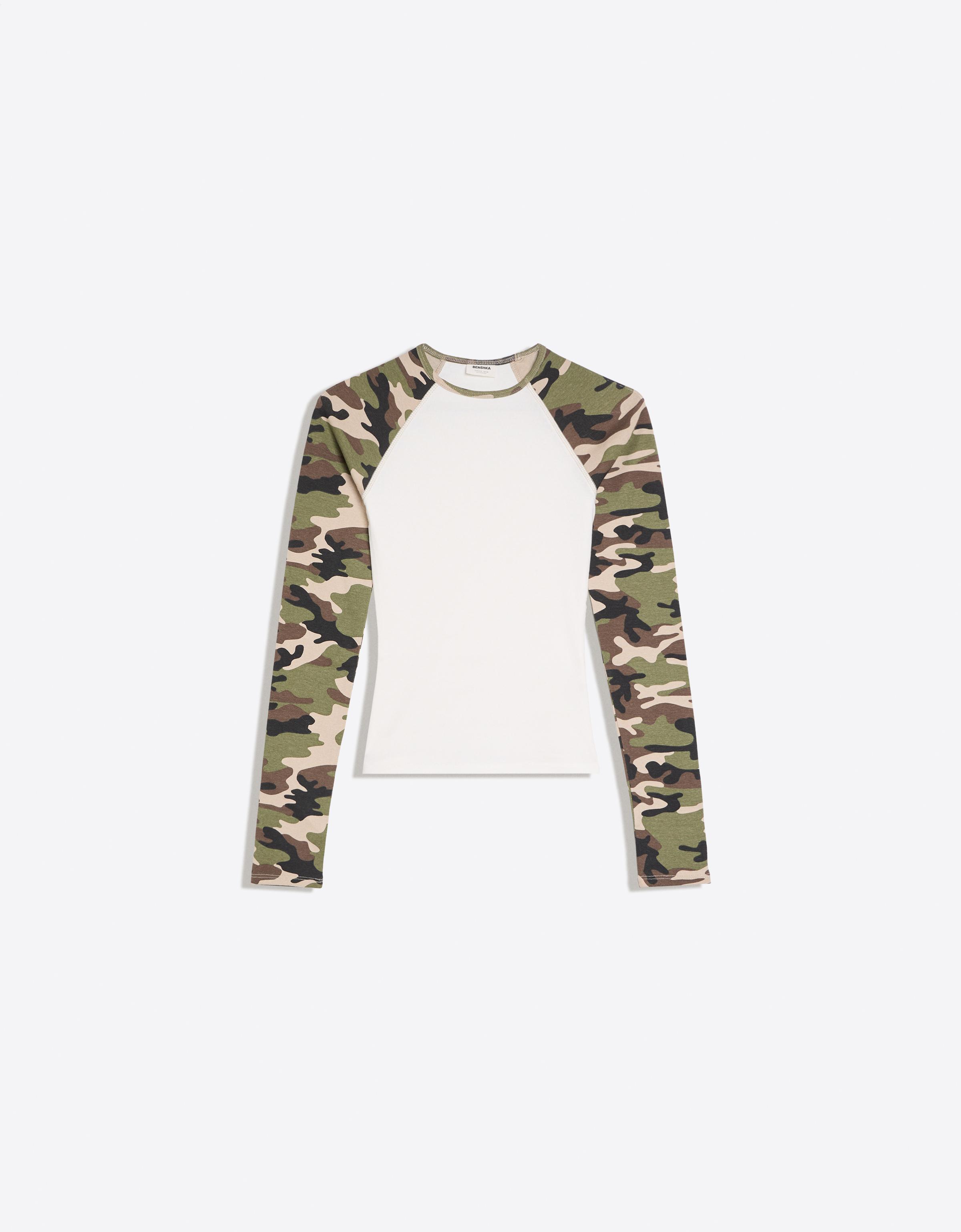 Bershka Raglan kollu baskılı uzun kollu tişört görsel 4