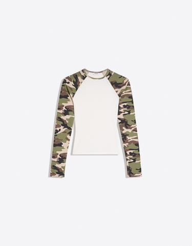 Raglan print long-sleeve T-shirt — Khaki 5