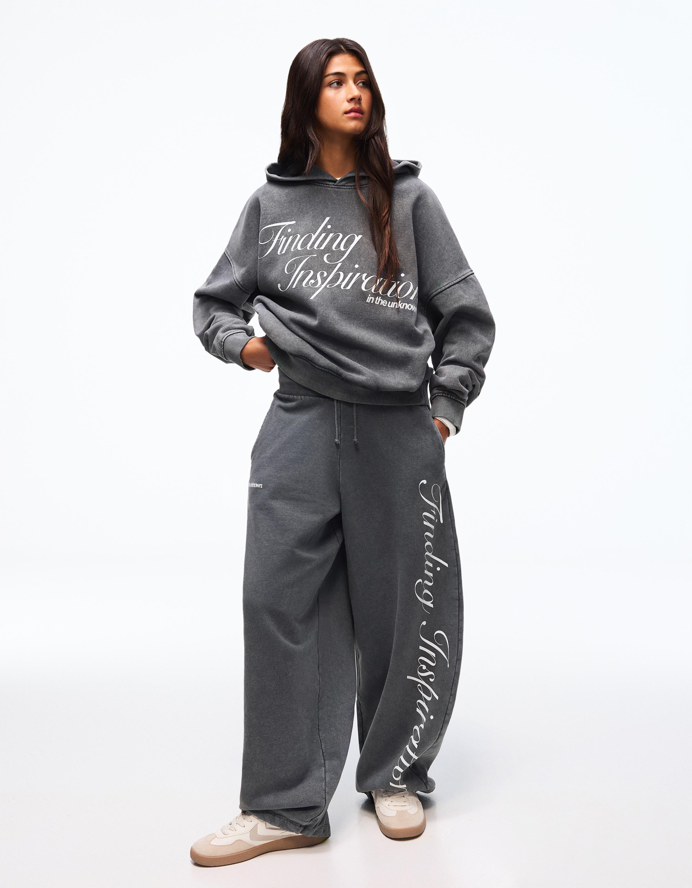 Baskılı barrel fit şardonlu eşofman altı - Görsel 20